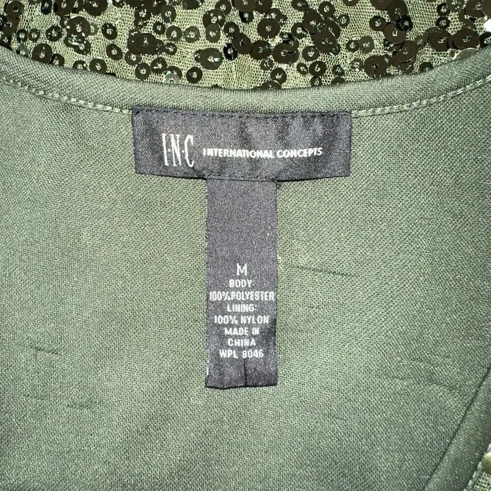 Inc International Concepts Womens All Over Green Sequin Mini Dress Mermaidcore - Picture 5 of 8